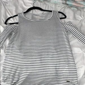 black & white stripped long sleeve hollister shirt